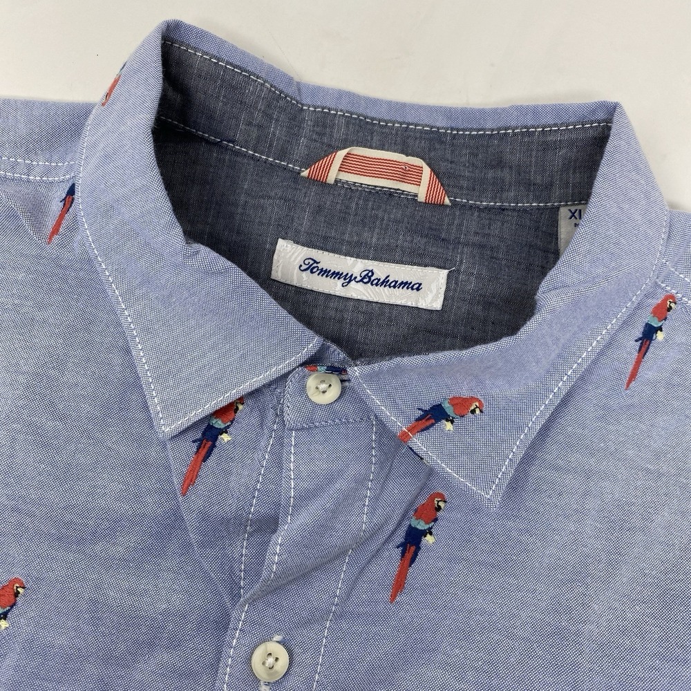 Tommy Bahama Blue Parrot Embroidered Casual Button Down Shirt